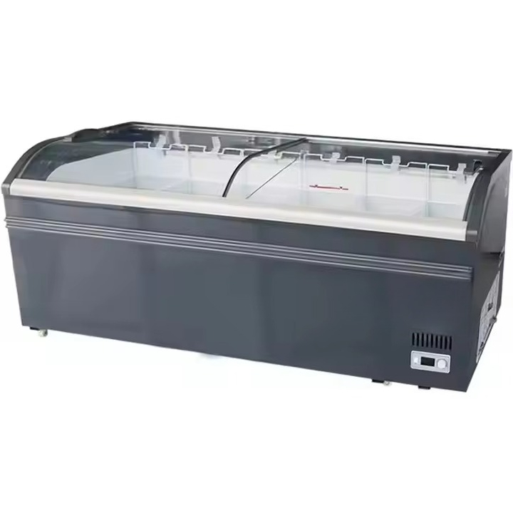 Commercial Chest Freezer - ثلاجة بباب منزلق زجاجي منحني تجاري،